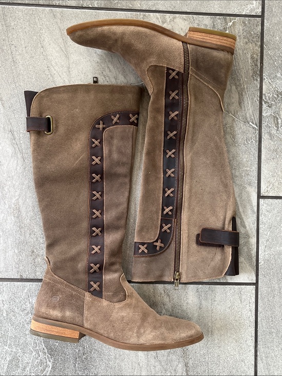 Born Shoes - 🤎 Born Albi Knee High Boots Size 8 / 39 Suede Leather Side Zipper